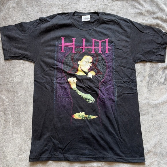 M & M Other - Vintage Y2K HIM Band T Shirt Mens Medium Black 2006 Heartagram